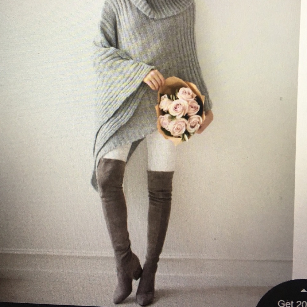 Over the knee grey suede boots